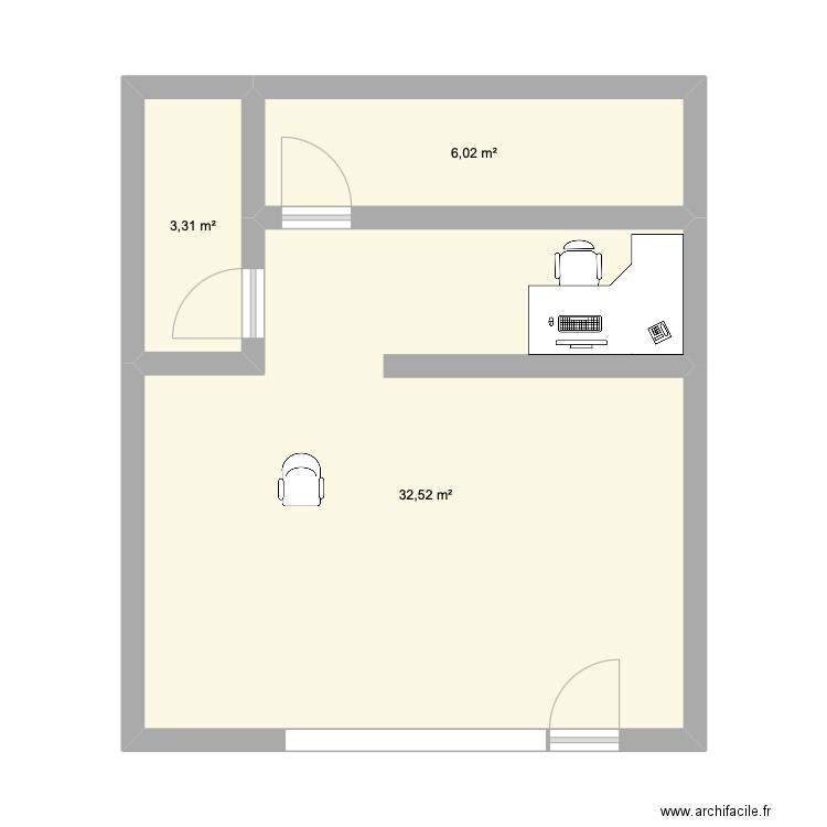 Green Drive 87. Plan de 3 pièces et 42 m2