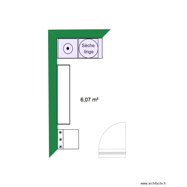 buanderie . Plan de 1 pièce et 6 m2