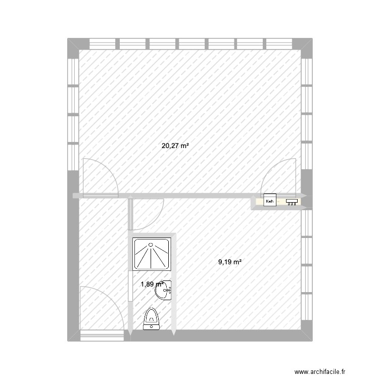 Dumolin. Plan de 4 pièces et 32 m2