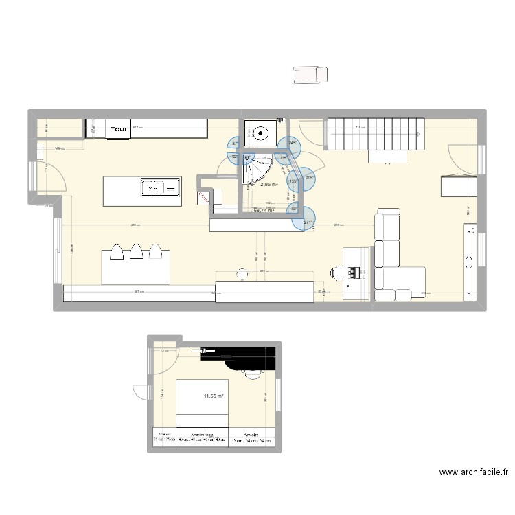 Maison RDC_V1. Plan de 3 pièces et 83 m2