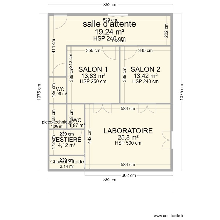 CHAMBRE FUNERAIRE. Plan de 9 pièces et 85 m2