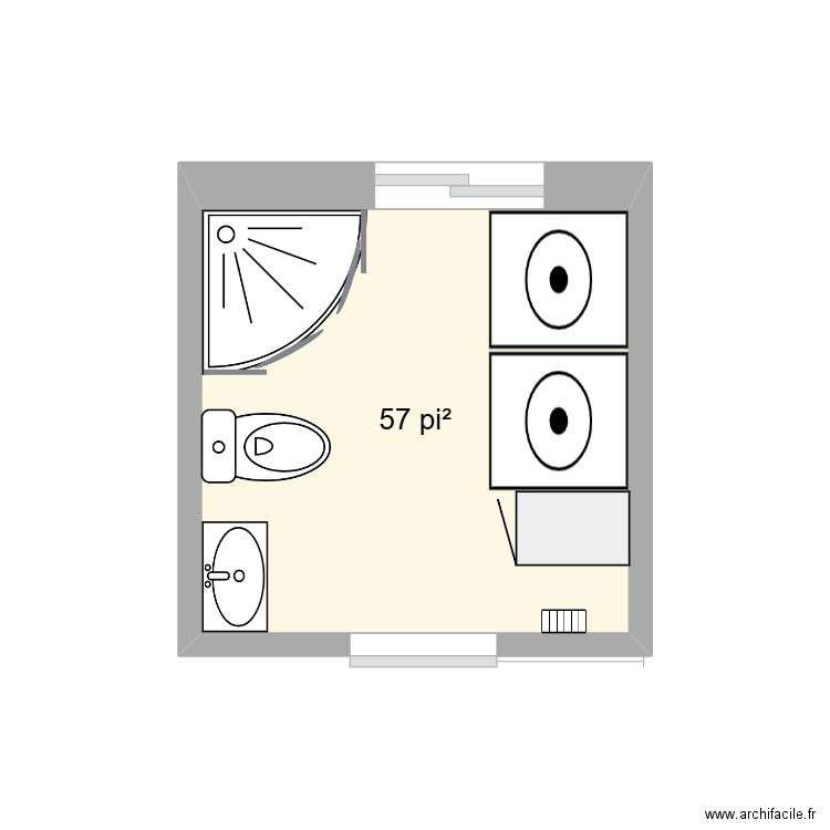 Nathalie Cloutier- salle de bain. Plan de 1 pièce et 5 m2