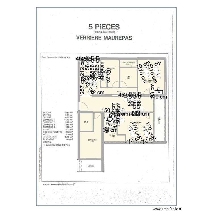 plan cab appart. Plan de 15 pièces et 123 m2