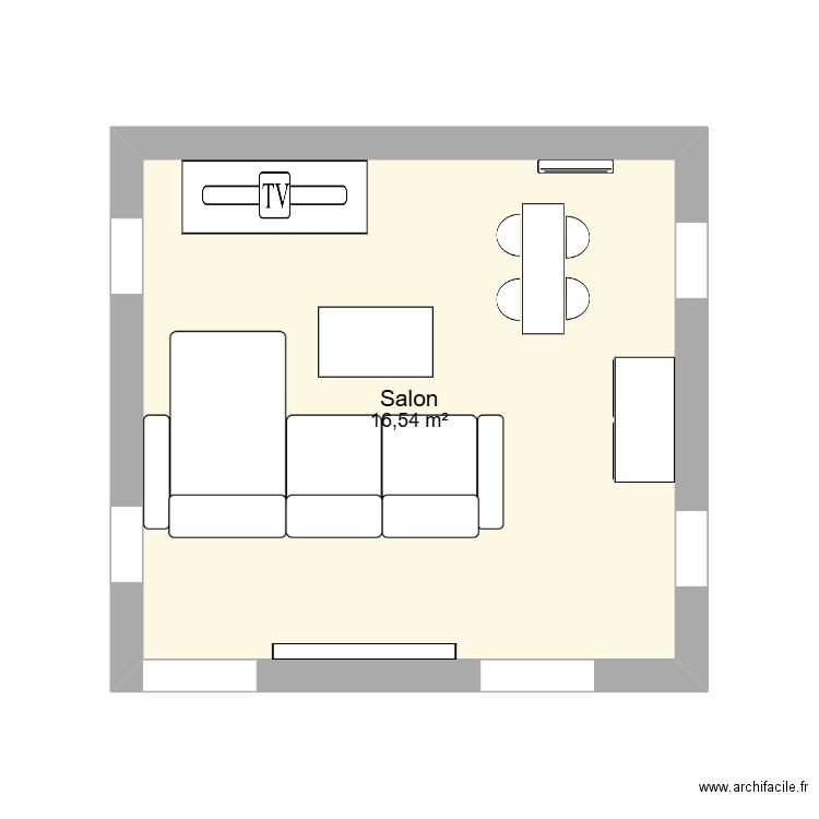 salon. Plan de 1 pièce et 17 m2