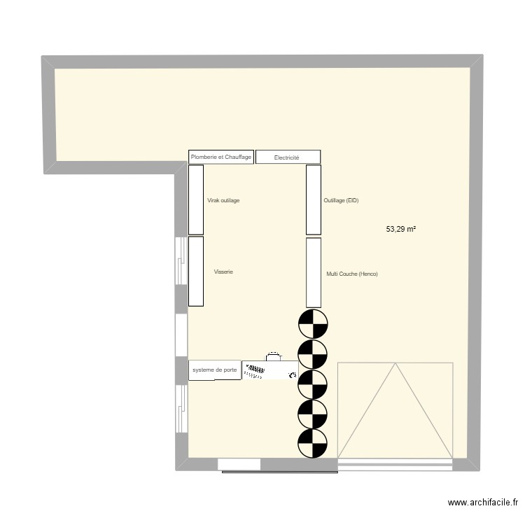 SFTE MAG ELEC OUTILES . Plan de 1 pièce et 53 m2