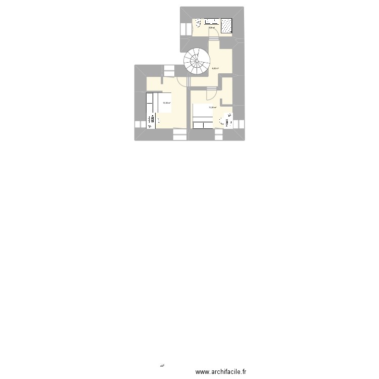 1ER ETAGE. Plan de 4 pièces et 35 m2