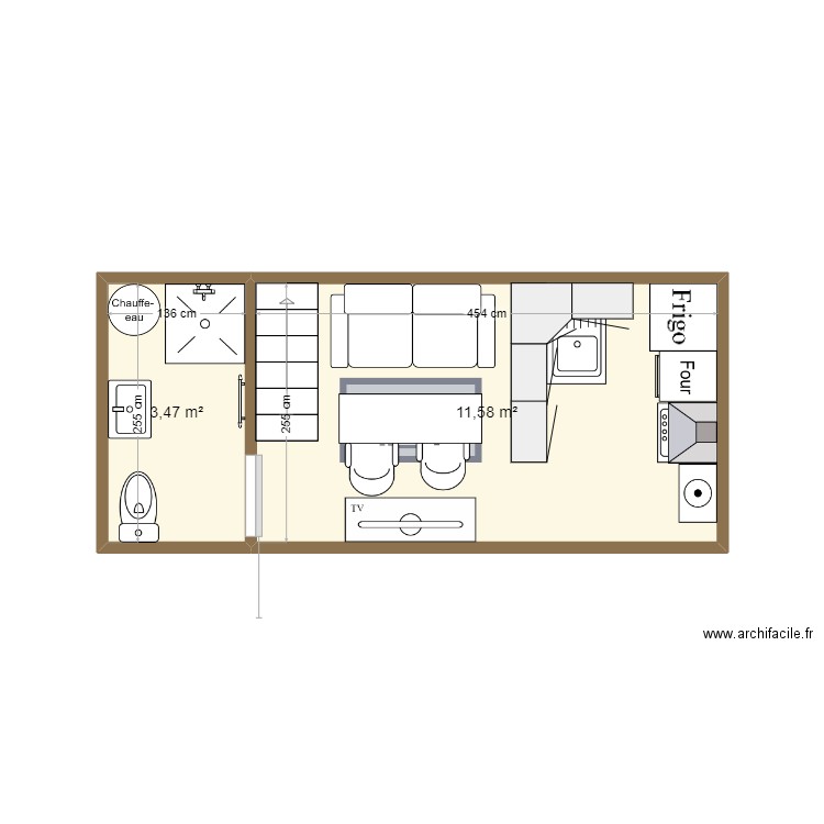 tinyhouse. Plan de 2 pièces et 15 m2