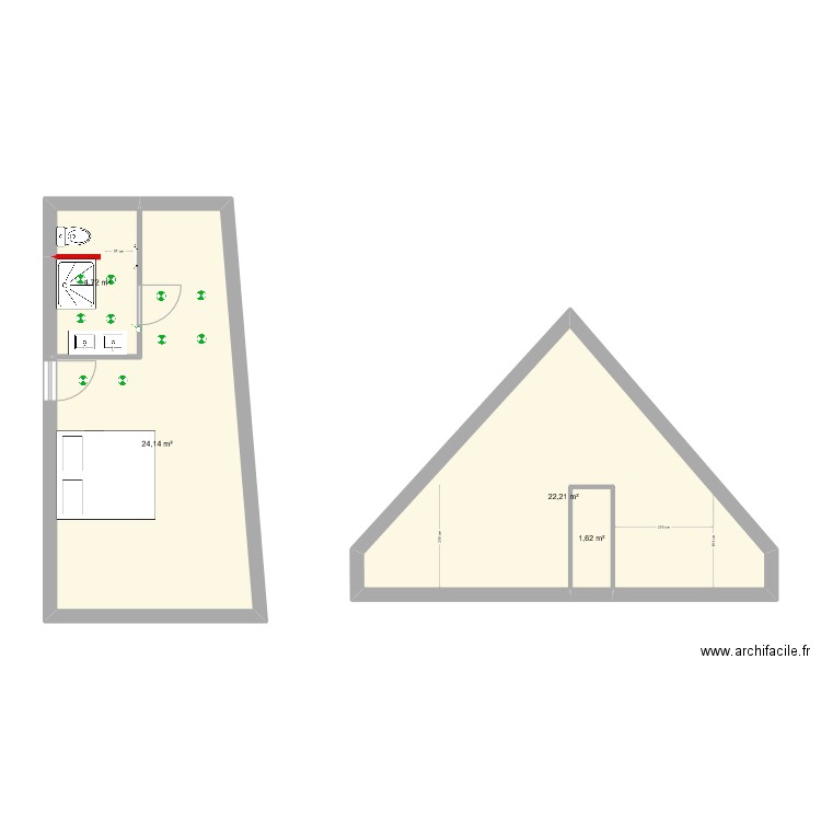 suite parentale pauline 1. Plan de 4 pièces et 53 m2