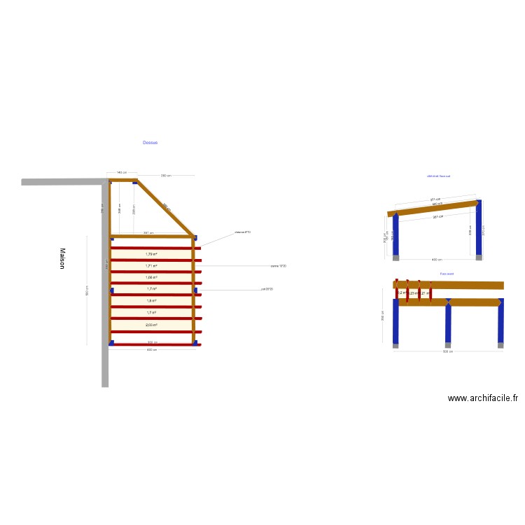 Appentis V3. Plan de 10 pièces et 13 m2