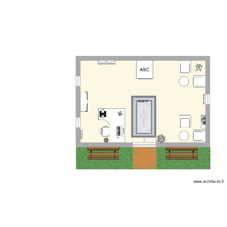 Plan accueil EHPAD. Plan de 1 pièce et 37 m2