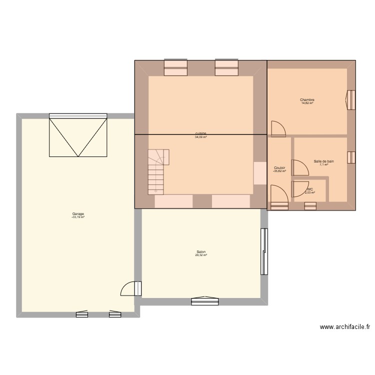 RDC Neuf Eglise. Plan de 7 pièces et 151 m2