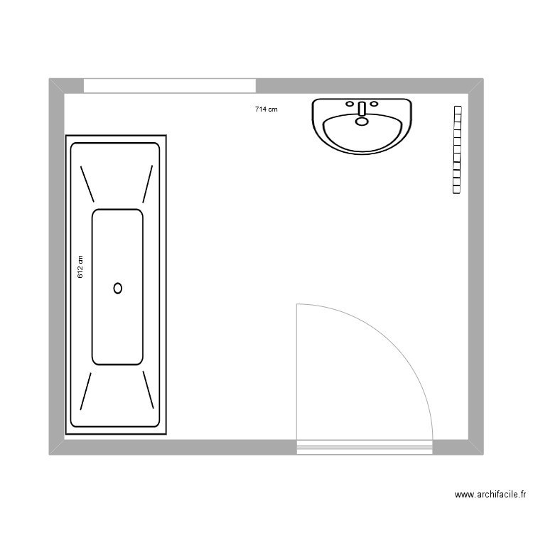 Salle de bain . Plan de 1 pièce et 44 m2