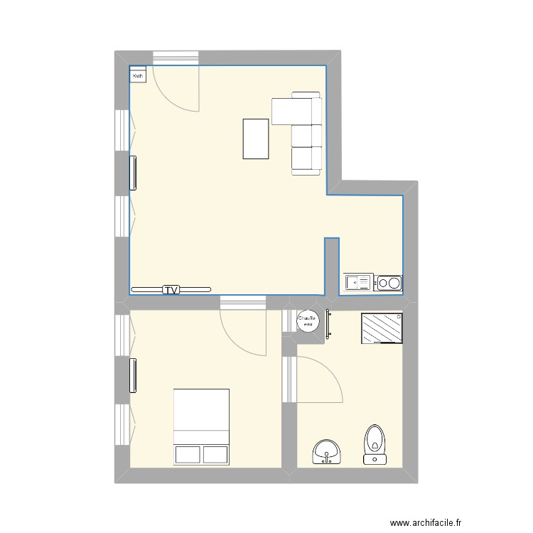 plan n°4. Plan de 4 pièces et 28 m2