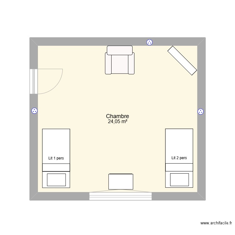 cHAM. Plan de 1 pièce et 24 m2