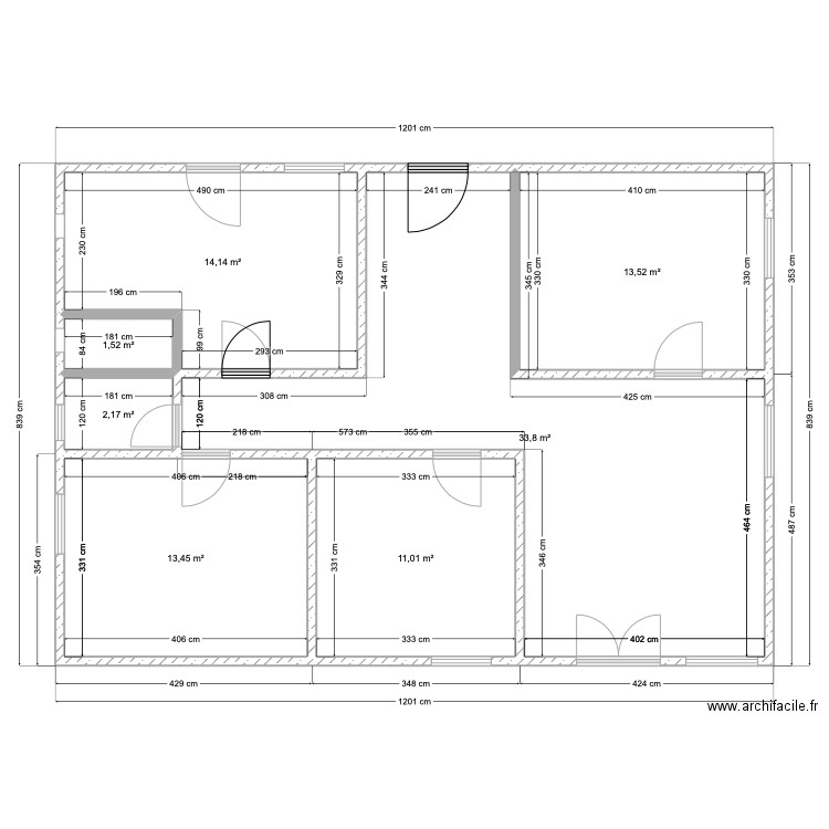 plan-final. Plan de 7 pièces et 90 m2