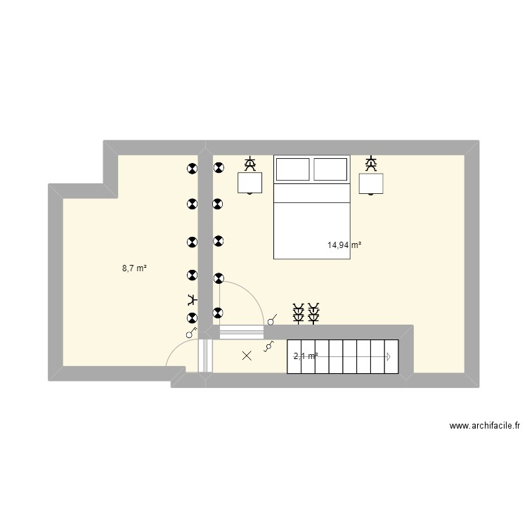 2 étage. Plan de 3 pièces et 26 m2