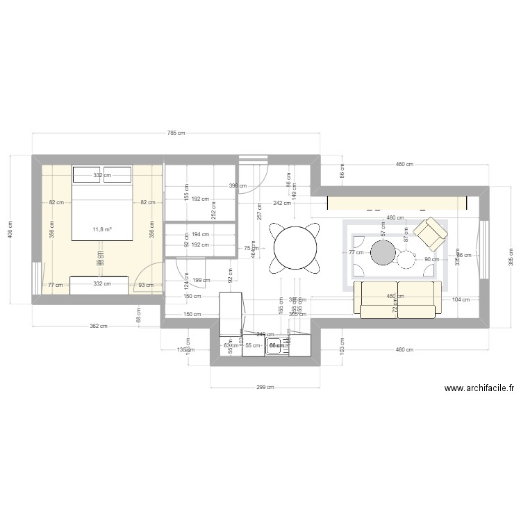 plan1. Plan de 1 pièce et 12 m2