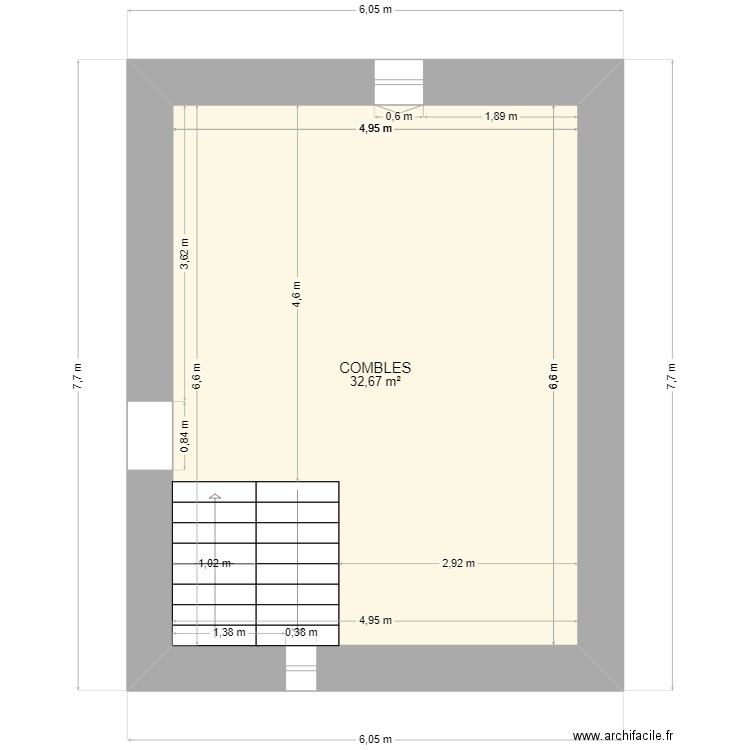 boer. Plan de 1 pièce et 33 m2