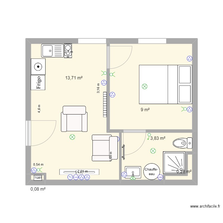 montoban2 . Plan de 5 pièces et 27 m2