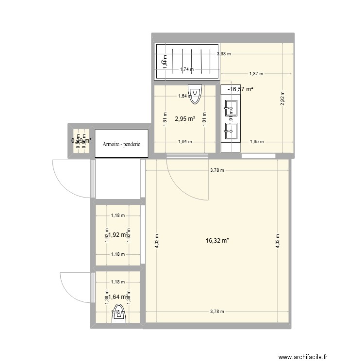 costes. Plan de 6 pièces et 31 m2