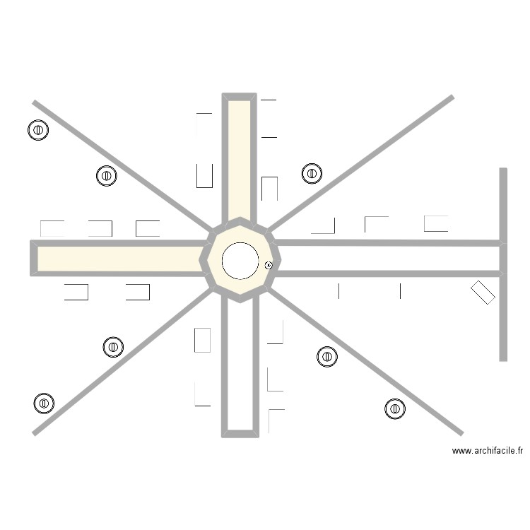 anglais. Plan de 3 pièces et 14 m2