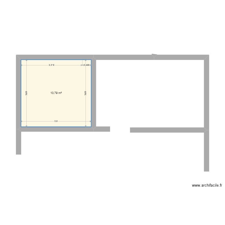 lotfi. Plan de 1 pièce et 14 m2