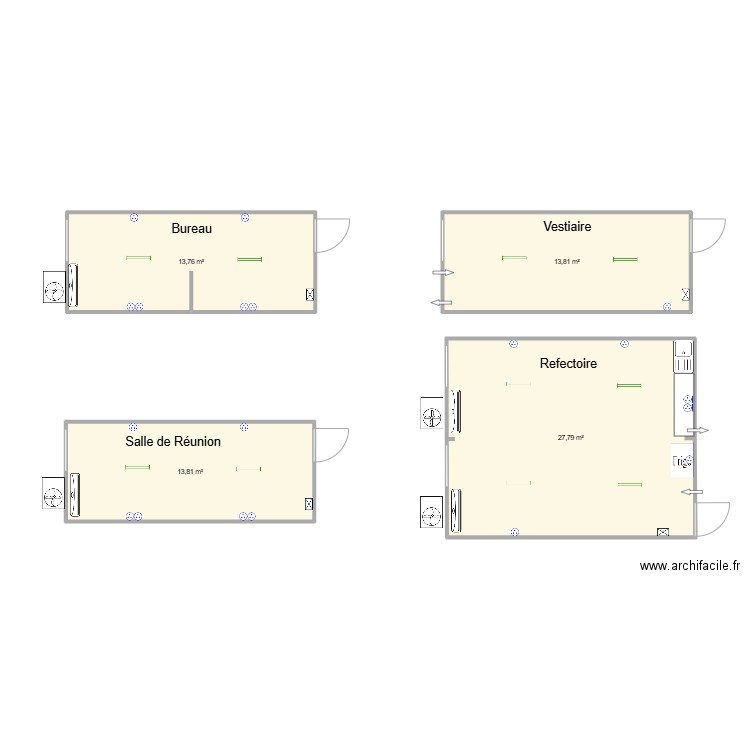 FMA Modules Pignon. Plan de 4 pièces et 69 m2