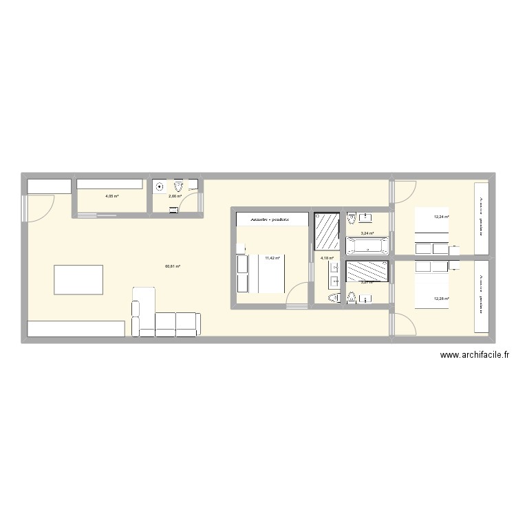 grange 3. Plan de 9 pièces et 114 m2