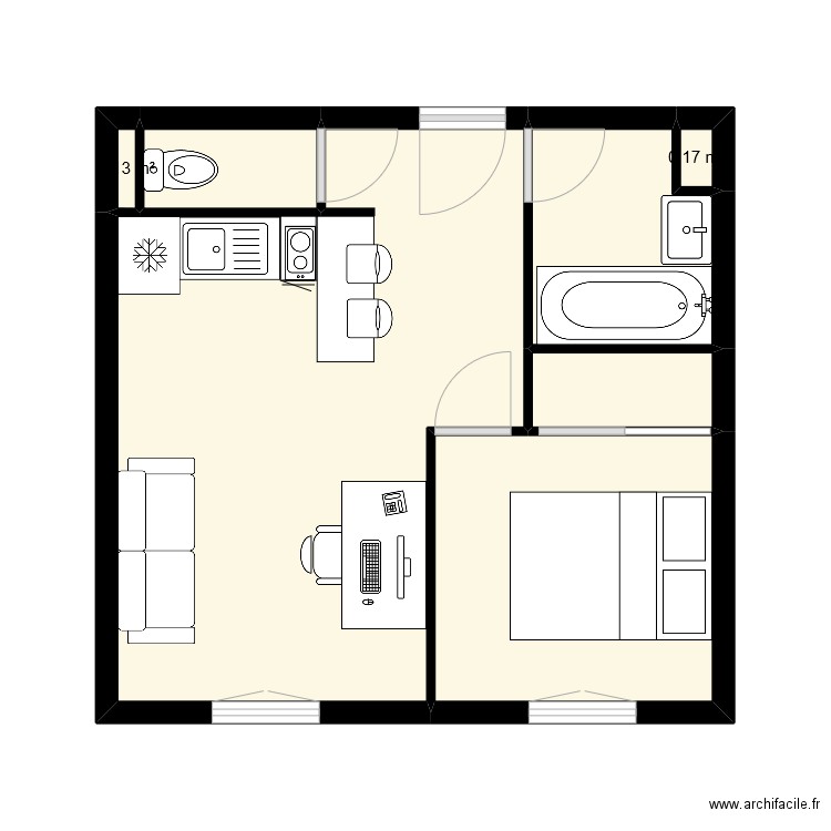 FORMATION 2D. Plan de 7 pièces et 29 m2