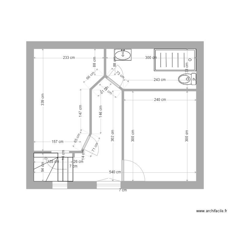 Karen & Eric Etage côté. Plan de 3 pièces et 23 m2