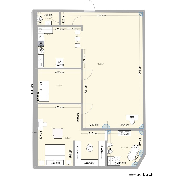 house ISMASM. Plan de 6 pièces et 133 m2