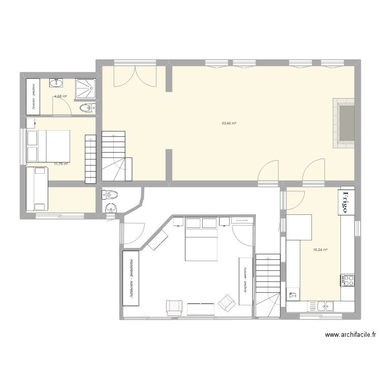 plan rdc ANET. Plan de 4 pièces et 86 m2