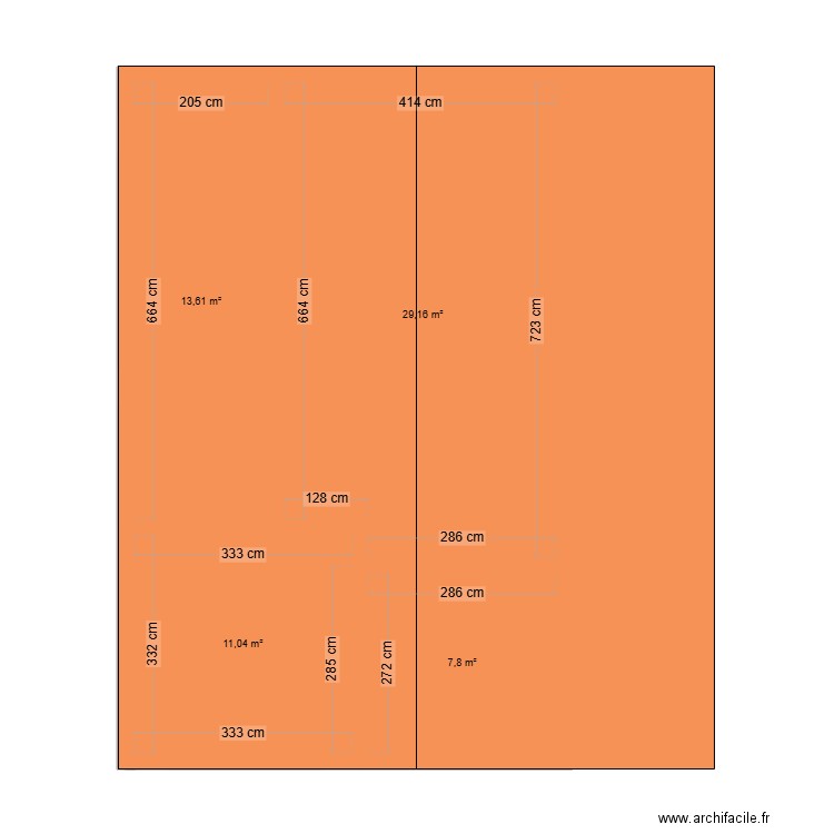 miellerie. Plan de 4 pièces et 62 m2