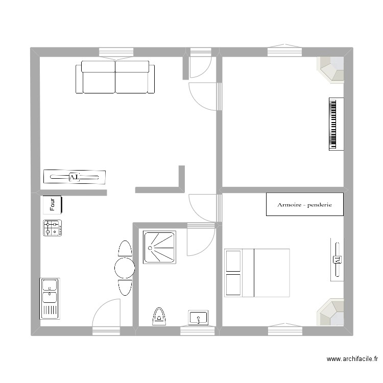 maison. Plan de 4 pièces et 65 m2