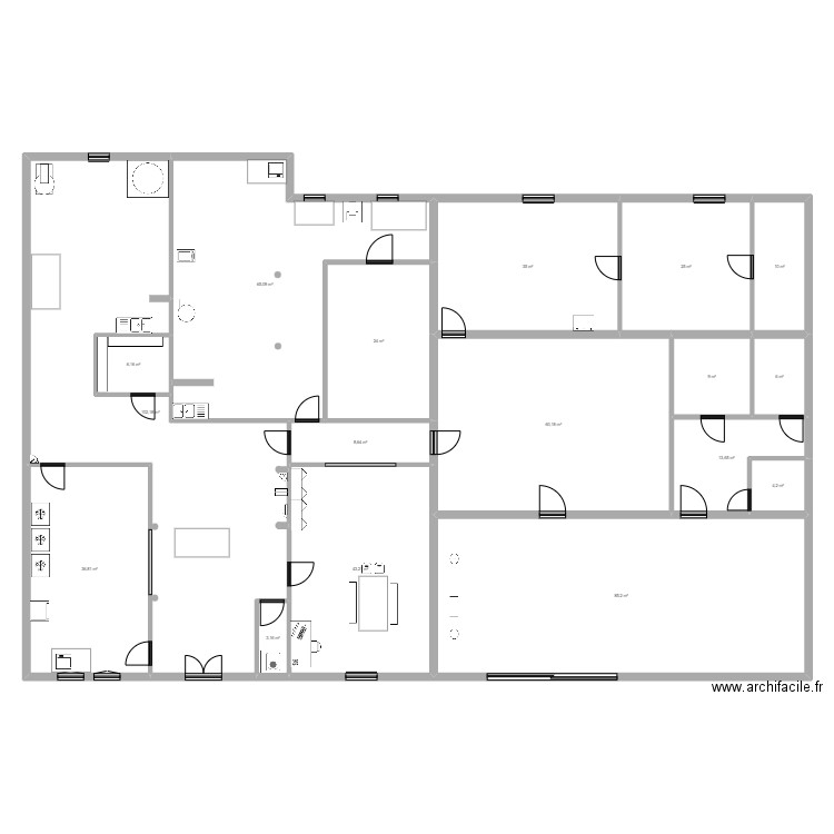 Plan PM4. Plan de 17 pièces et 537 m2