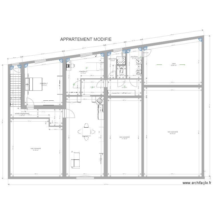 appartement soetrich modif 1. Plan de 13 pièces et 256 m2