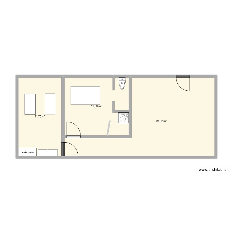 plan salon pour dossier. Plan de 3 pièces et 51 m2