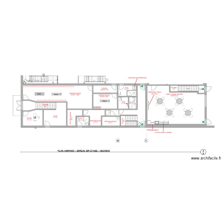 Aménagement bureau 1er étage Beloeil. Plan de 16 pièces et 146 m2