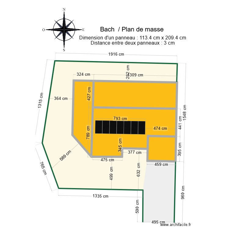 Bach  plan de masse. Plan de 4 pièces et 171 m2