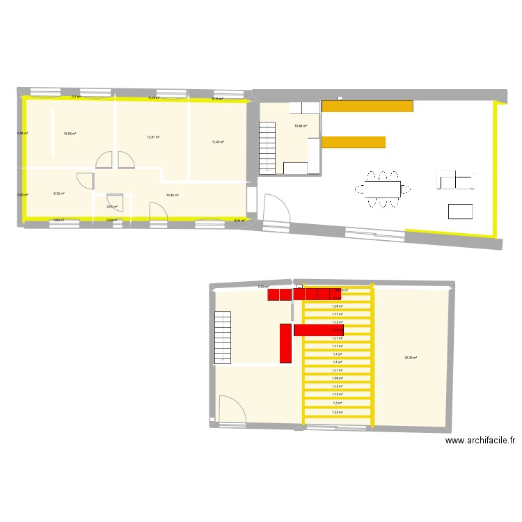 nouveau plan . Plan de 33 pièces et 118 m2