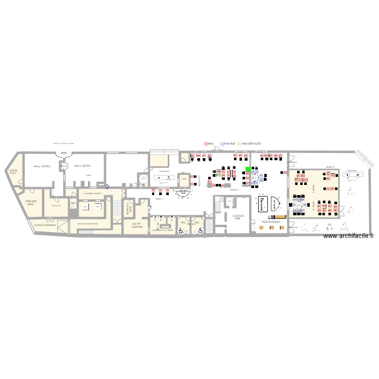 Plan de salle RDC16 septembre 2024. Plan de 20 pièces et 307 m2