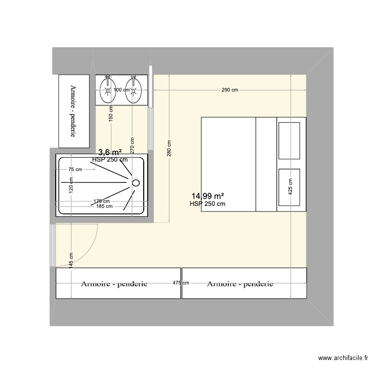 Archamps 5. Plan de 2 pièces et 19 m2