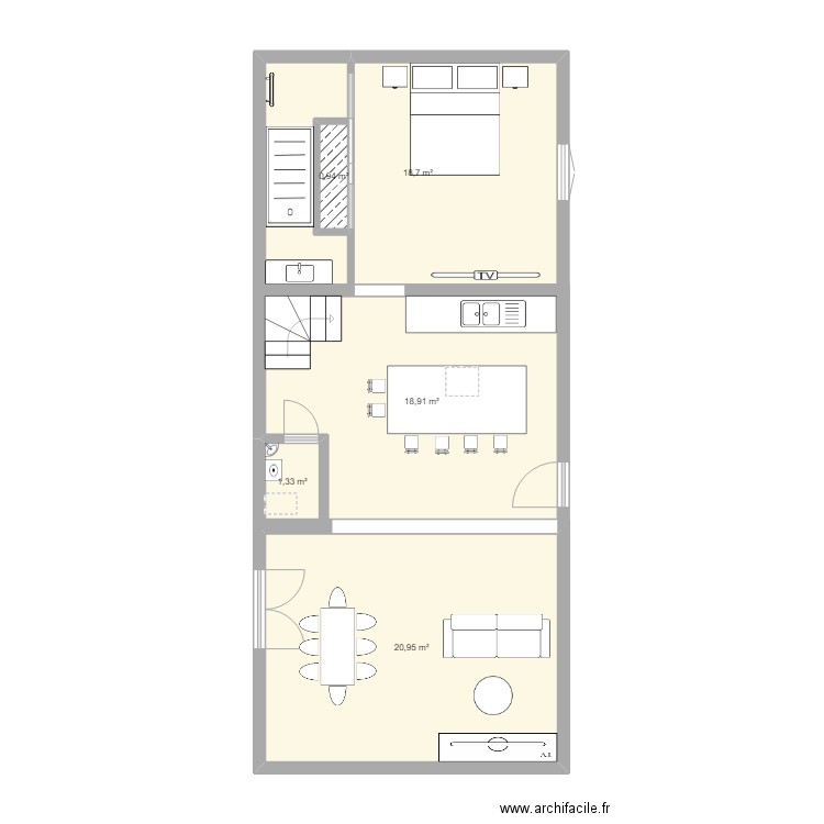 maison bvas. Plan de 5 pièces et 61 m2