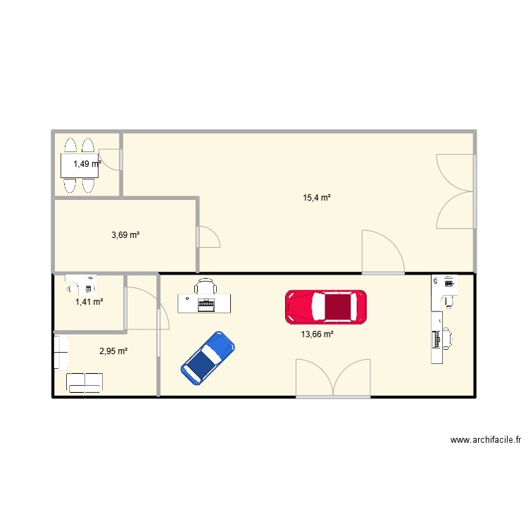 Plan du garage . Plan de 6 pièces et 39 m2