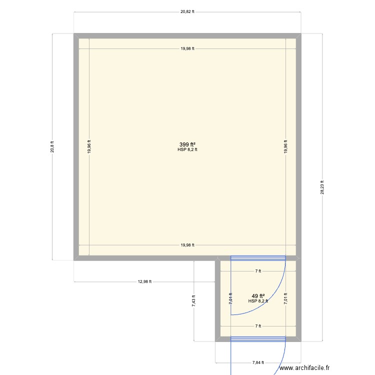 Baylor Army R&D ver2. Plan de 2 pièces et 42 m2