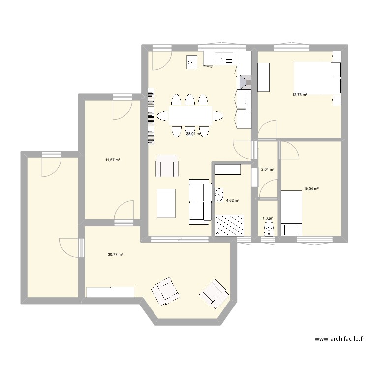 Maison. Plan de 8 pièces et 101 m2