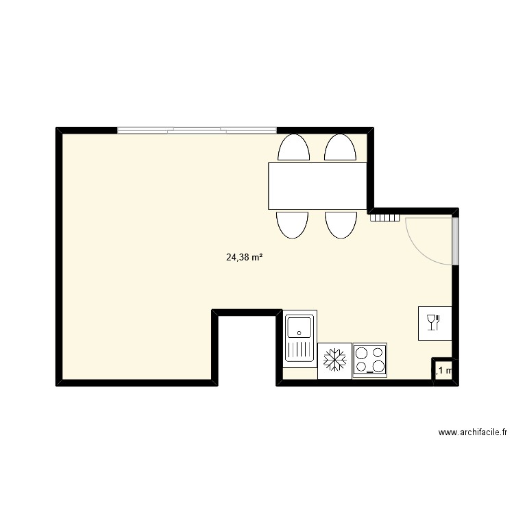 nouveau. Plan de 2 pièces et 24 m2