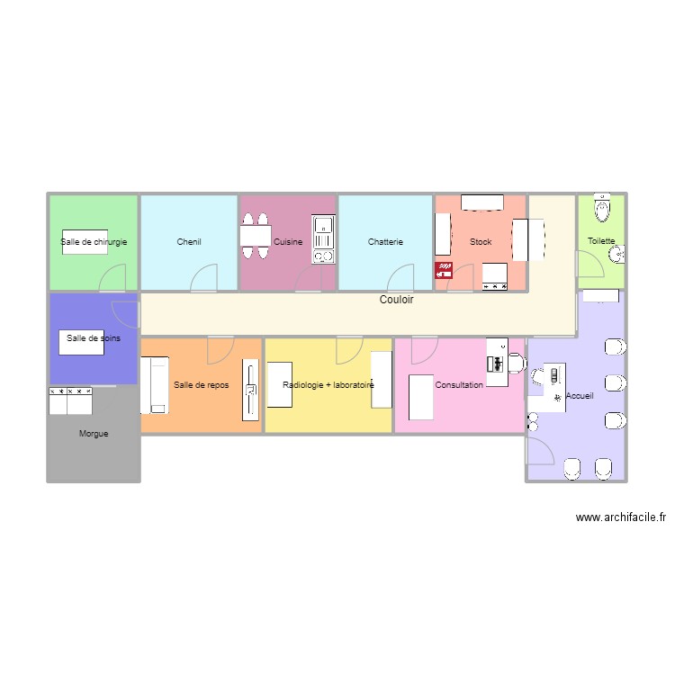 Plan Cabinet . Plan de 13 pièces et 62 m2