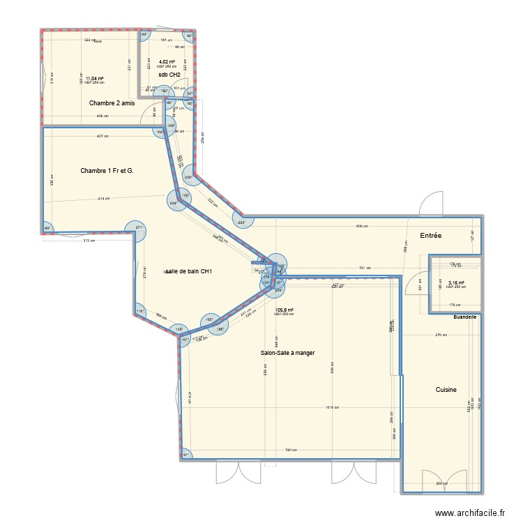 orangerie. Plan de 4 pièces et 124 m2