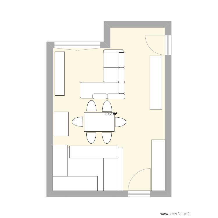 asa. Plan de 1 pièce et 29 m2